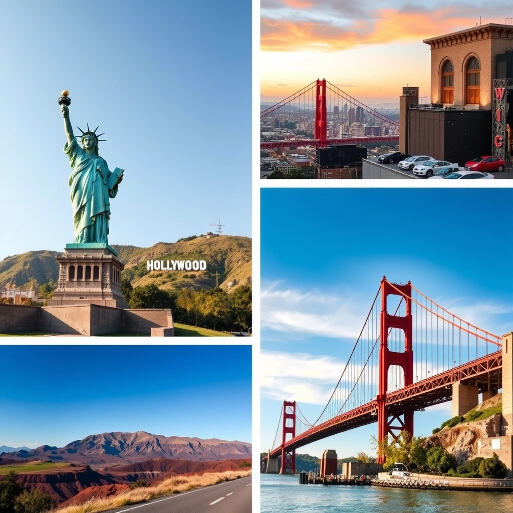 Знаменитые американские достопримечательности - Статуя Свободы, Гранд-Каньон, Голливуд
