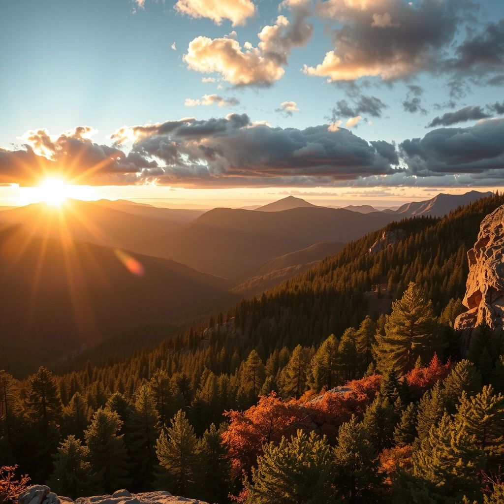 Захватывающий американский пейзаж с национальным парком и горными хребтами на закате