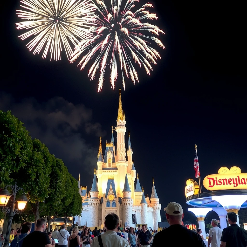 Диснейленд ночью с замком
